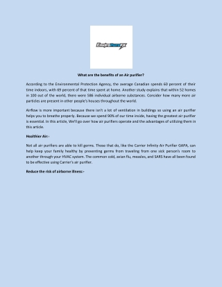 What are the benefits of an Air purifier?