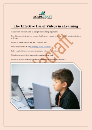The Effective Use of Videos in eLearning