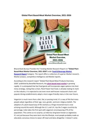 Global Plant Based-Meat Market Overview, 2021-2026