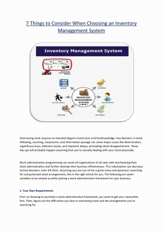 7 Things to Consider When Choosing an Inventory Management System