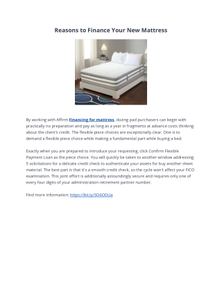 Reasons to Finance Your New Mattress
