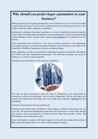Why should you prefer hyper automation in your business