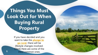 Things You Must Look Out for When Buying Rural Property