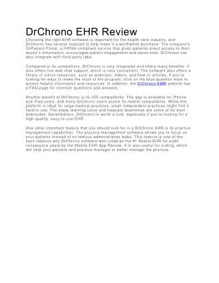 DrChrono EHR Review