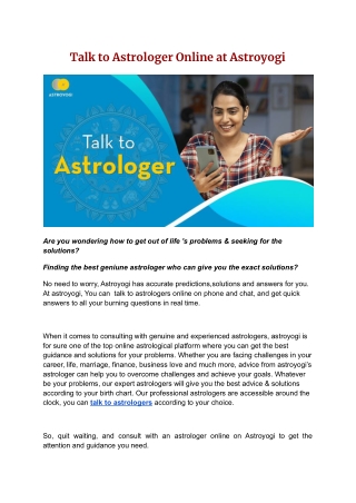 Talk to Astrologer Online at Astroyogi