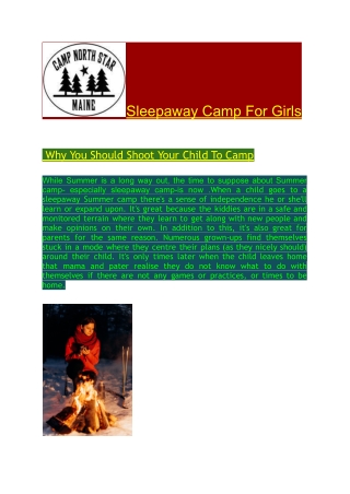 Sleepaway Camp For Girls