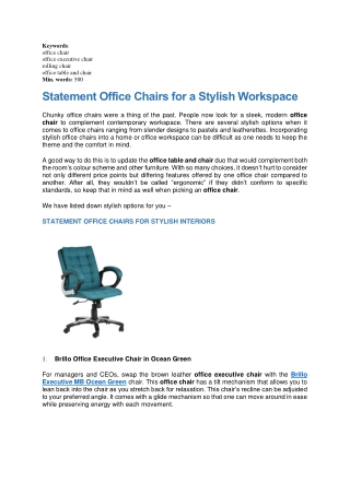 Statement Office Chairs for a Stylish Workspace