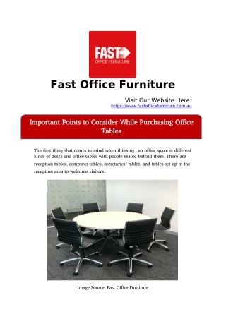 Important Points to Consider While Purchasing Office Tables