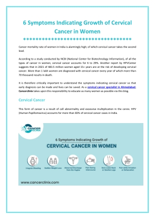 Symptoms Indicating Cervical Cancer in Women