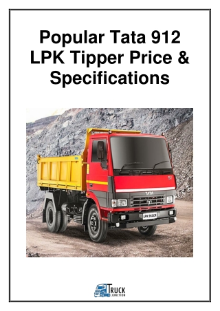 Popular Tata 912 LPK Tipper Price & Specifications