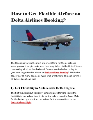 How to Get Flexible Airfare on Delta Airlines Booking