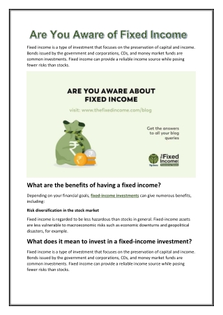 Are You Aware of Fixed Income