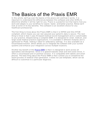 The Basics of the Praxis EMR