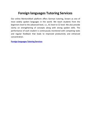 Foreign languages Tutoring Services