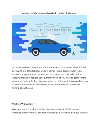 An Intro to VIN Number Decoder in Under 10 Minutes