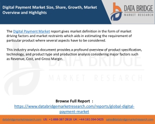 Digital Payment Market Size, Share, Growth, Market Overview and Highlights