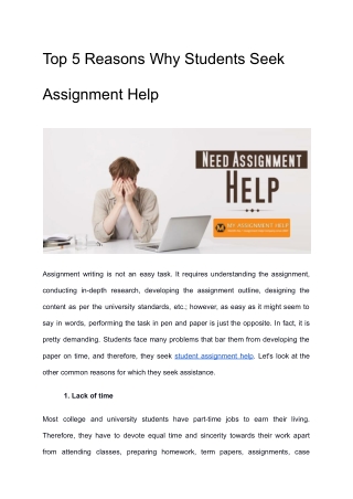 Top 5 Reasons Why Students Seek Assignment Help