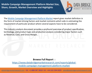Mobile Campaign Management Platform Market Size, Share, Growth, Market Overview and Highlights