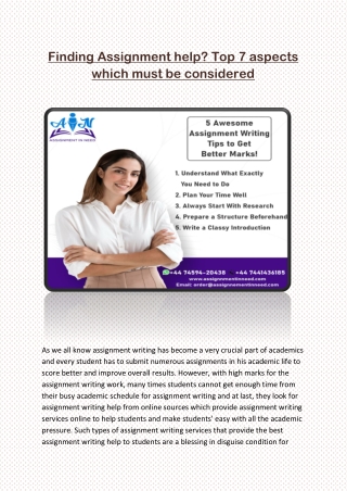 Finding Assignment help Top 7 aspects which must be considered