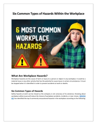 6 Common Types of Hazards Within the Workplace