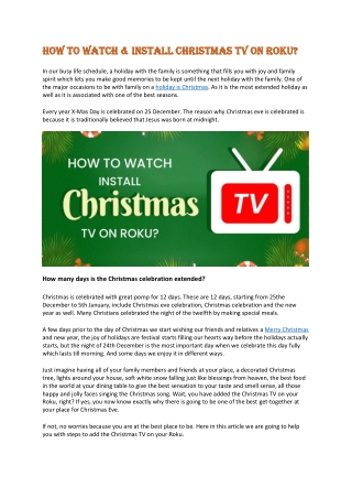 Watch & Install Christmas TV On Roku