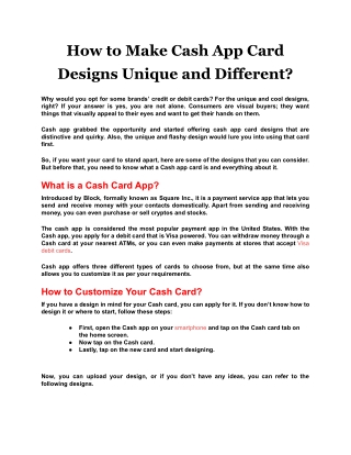 How to Make Cash App Card Designs Unique and Different?