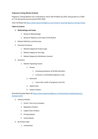 Pregnancy Testing Market Outlook Analysis 2022