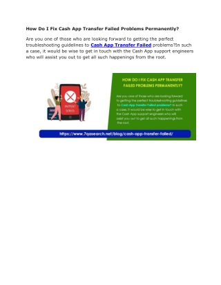 How Do I Fix Cash App Transfer Failed Problems Permanently?