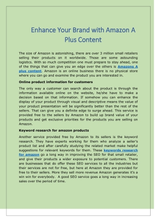Enhance Your Brand with Amazon A Plus Content