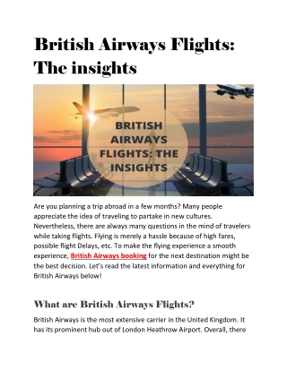 British Airways Flights: The insights