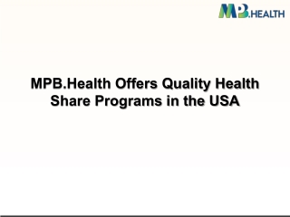 MPB.Health Offers Quality Health Share Programs in the USA