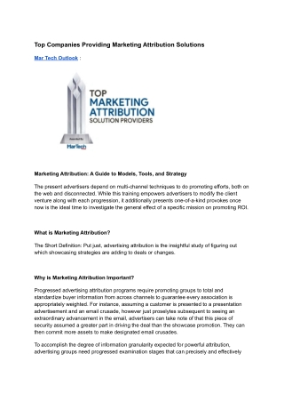 Top Companies Providing Marketing Attribution Solutions