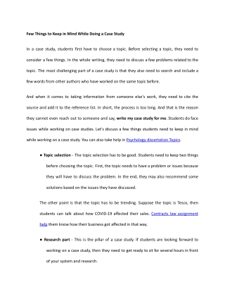 Few Things to Keep in Mind While Doing a Case Study