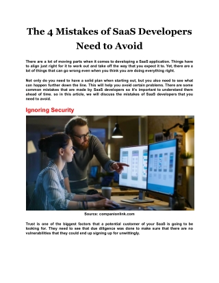 The 4 Mistakes of SaaS Developers Need to Avoid