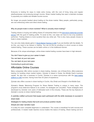 Share Market Trading Course-Zylostar