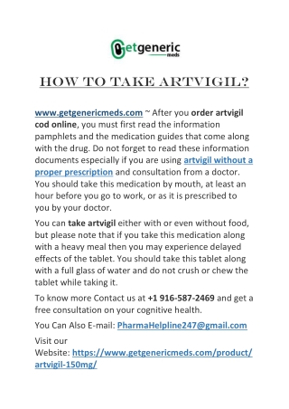 How to take Artvigil?