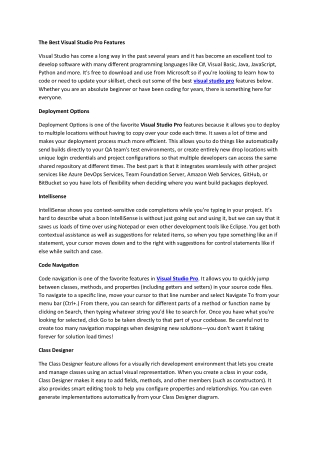 The Best Visual Studio Pro Features