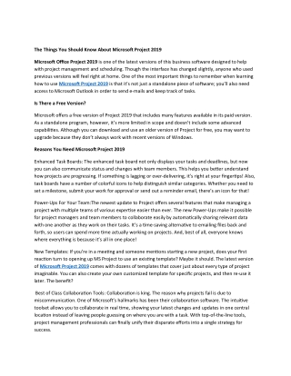 The Things You Should Know About Microsoft Project 2019