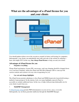 What are the advantages of a cPanel license for you and your client