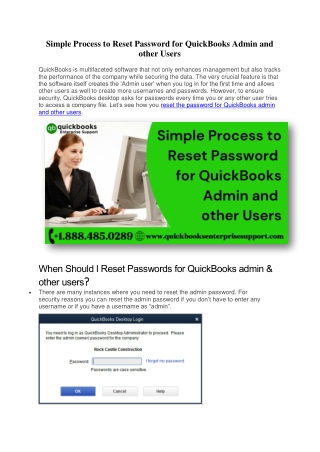 Simple Process to Reset Password for QuickBooks Admin and other Users