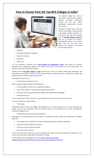 How to Choose from the Top BCA Colleges in India?