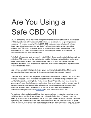 Are You Using a Safe CBD Oil
