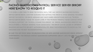 A complete guide to resolve  QuickBooks Payroll Service Server Error