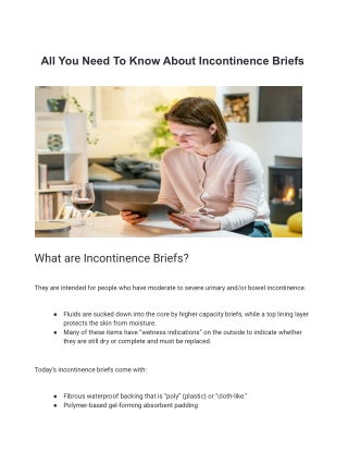 All You Need To Know About Incontinence Briefs