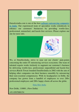 Software Outsourcing Companies In India | Dataslexindia.com