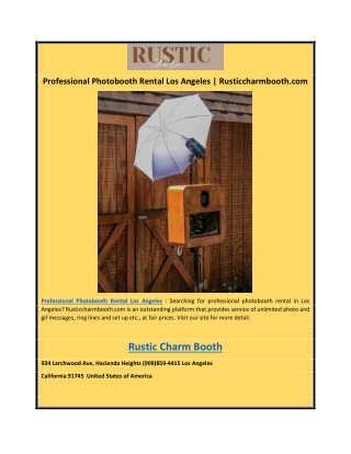 Professional Photobooth Rental Los Angeles | Rusticcharmbooth.com