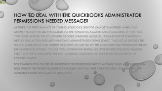 How to get rid of  QuickBooks Administrator Permissions Needed issue?