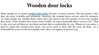 Wooden door locks
