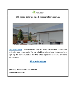 DIY Shade Sails for Sale
