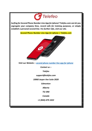 Second Phone Number Line App for Iphone  Telefeo.com